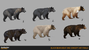 A showcase of final design concept sketches for the Black Bear Great One.
