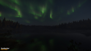 Showcasing the Northern Lights appearing across the twilight skies of Revontuli Coast.