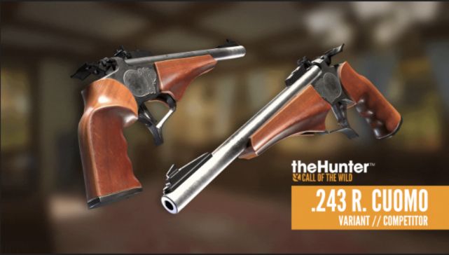 An image of the .243 R. Cuomo weapon included in the Assorted Sidearms Pack in theHunter Call of the Wild.