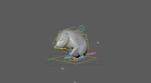 Grayscale 3D model of a beaver showing points used to manipulate its movement